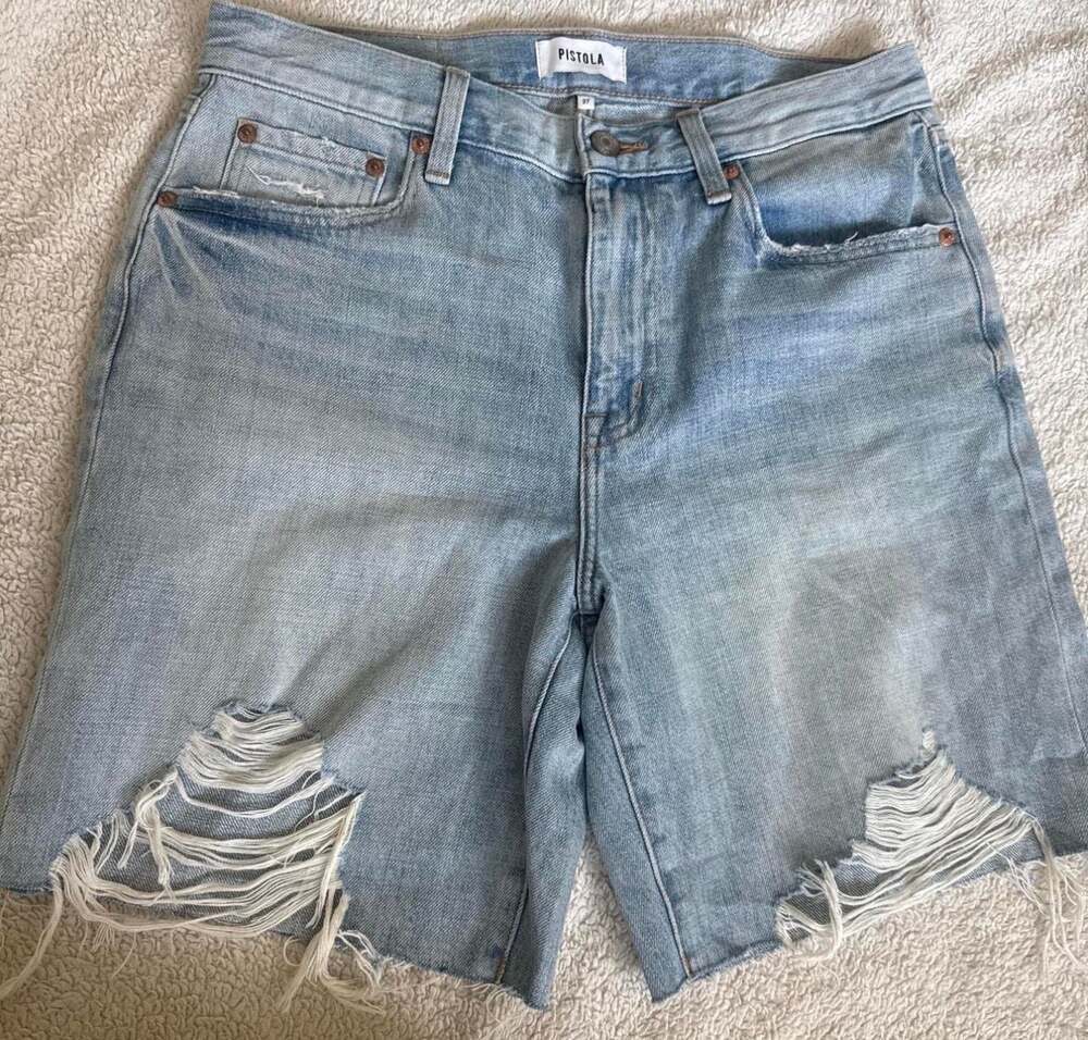Pistola Distressed Denim Bermuda Shorts Size 27